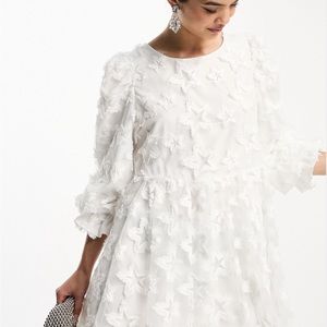 Sister Jane long sleeve textured mini dress in ivory